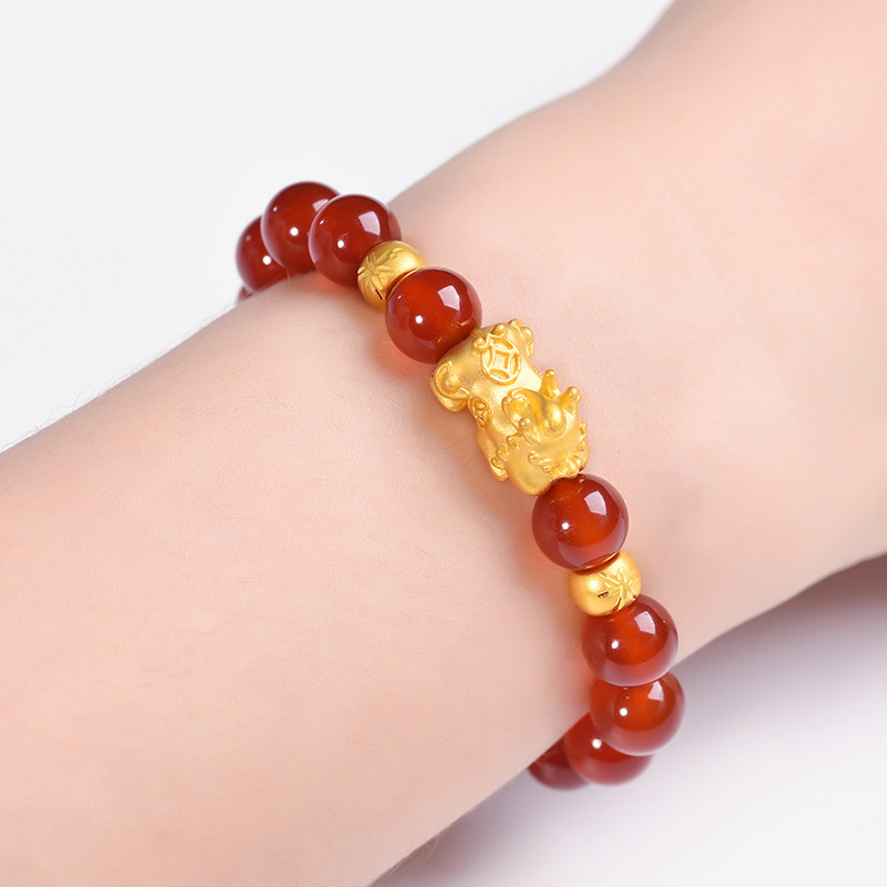 黄金貔貅手链转运玛瑙手串女个性简约新款情侣手链