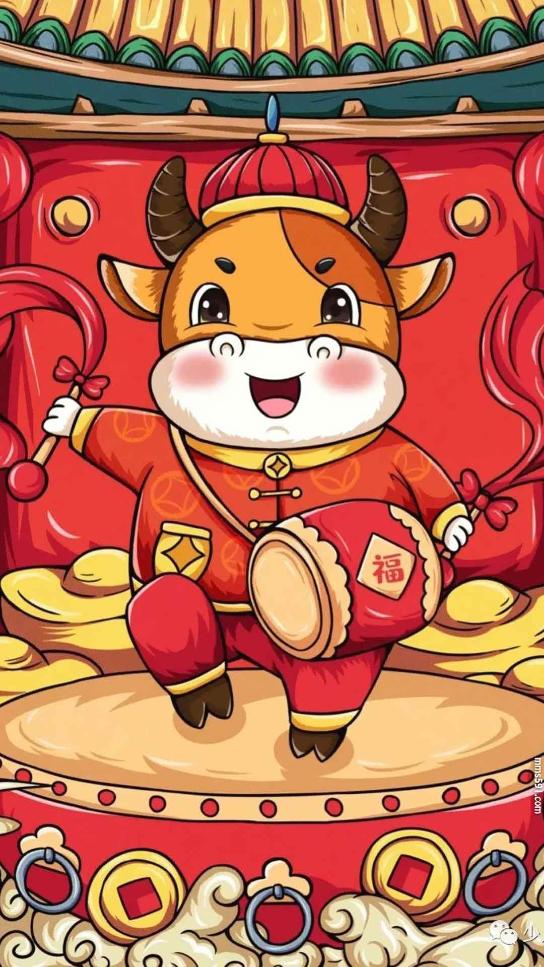 2021牛年新年新春吉祥招财进宝,牛转乾坤气冲天手机壁纸集图片大全(11