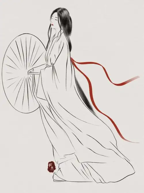 古风美女人物ipad绘画procreate简笔画速写