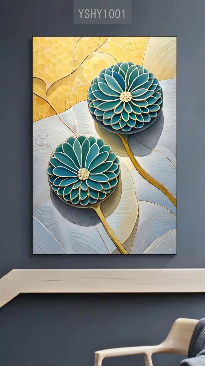 幸运抽象石生花植物花卉玄关装饰画高清图片设计素材图库大全装饰